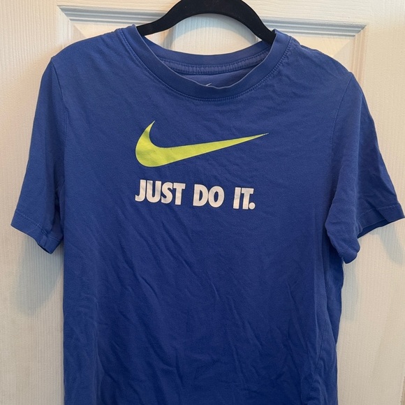 Nike Blue Tee with Yellow Swoosh - Picture 2 of 4